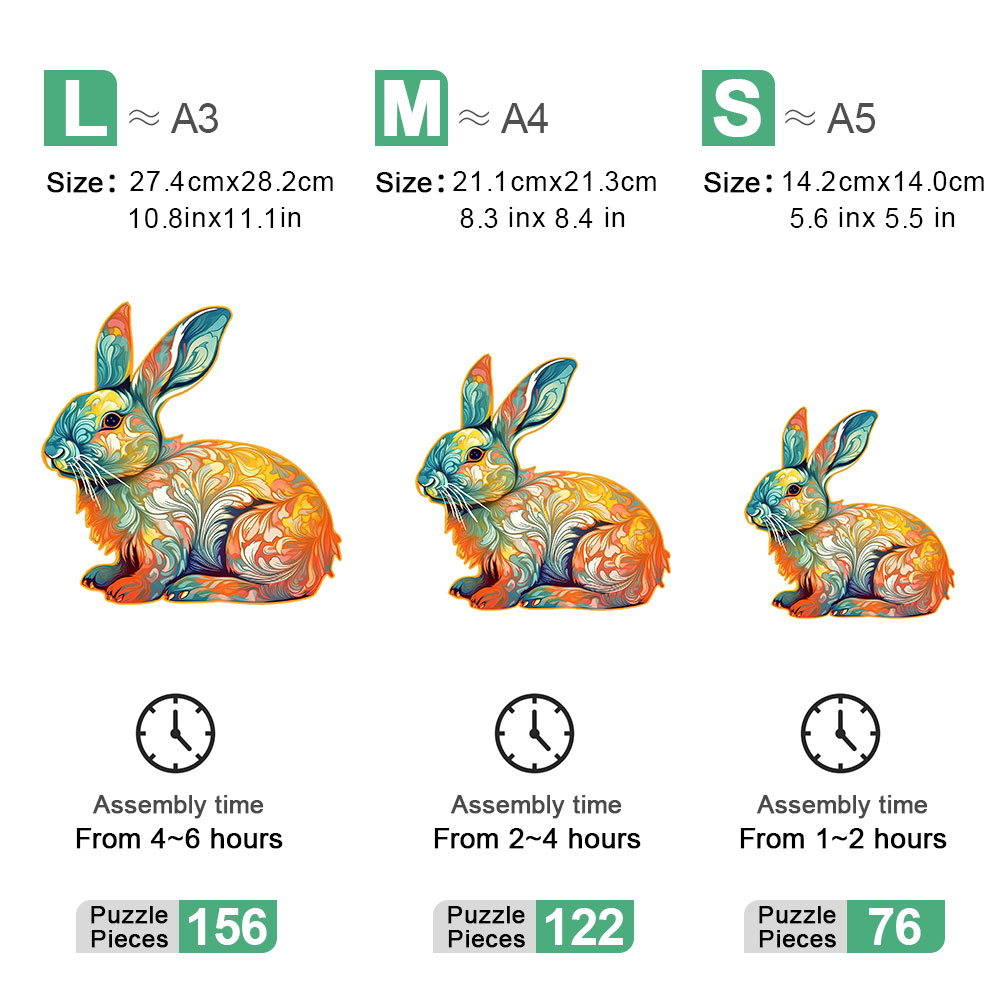 Rabbit wooden puzzle personalized adult irregular shape puzzle kids diy chessboard games children's educational toy