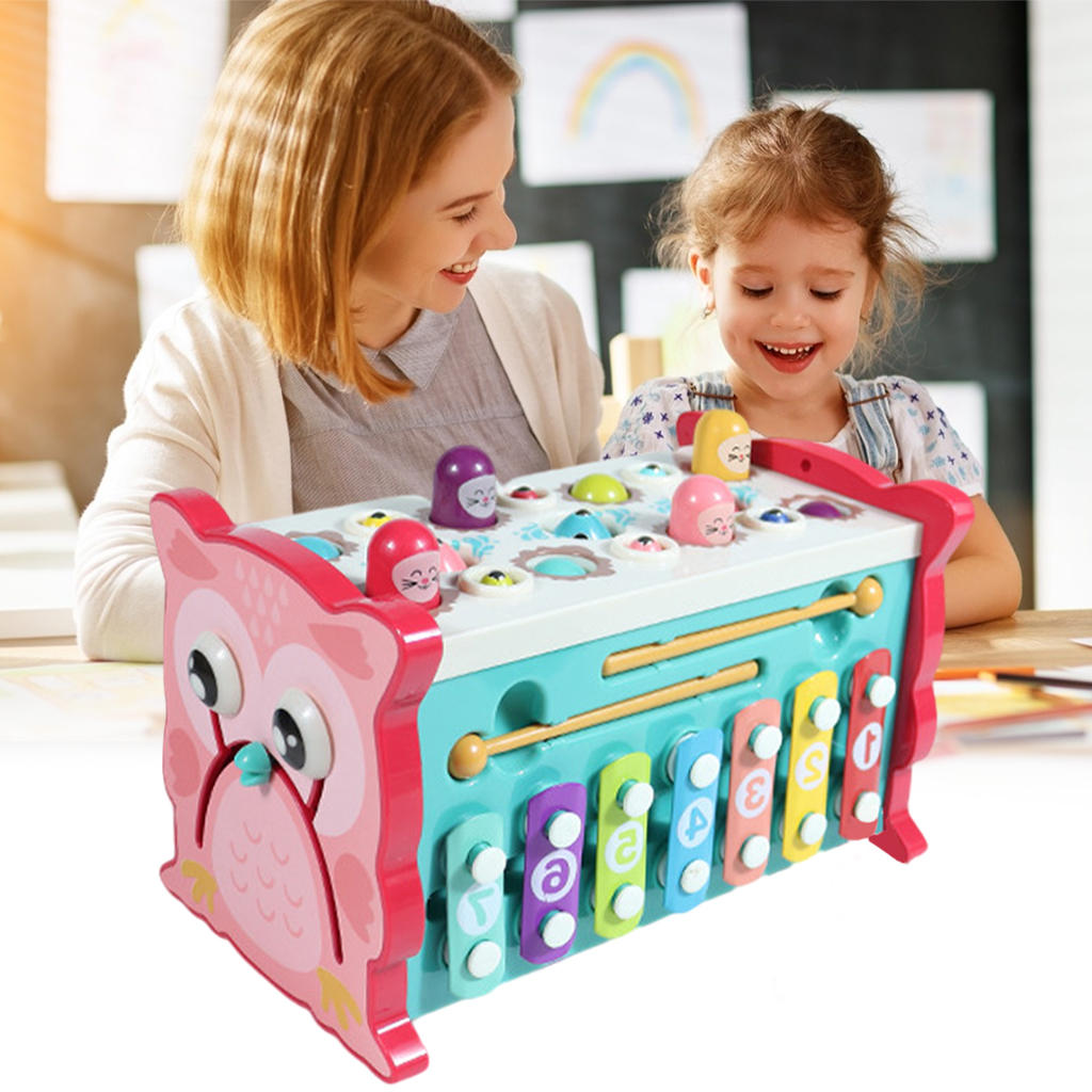 Hammering Pounding Toy Puzzle Game Interactive Toy Hamster Game Drag Toys for Christmas 1-3 Years Old Boys and Girls: Pink