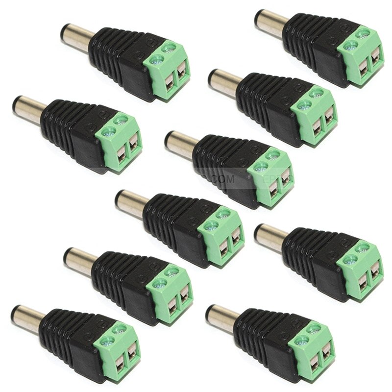 100 Pcs 5.5X2.1 Mm Dc Man Power Adapter Connector Plug Voor Cctv Camera/Led Strip Licht