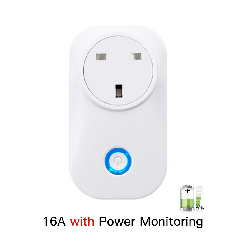 FrankEver Wifi Smart Socket 10A 16A with Power Monitoring Surge Protector for Israel India Brazil Italy UK EU AU Smart Plug: UK 16A