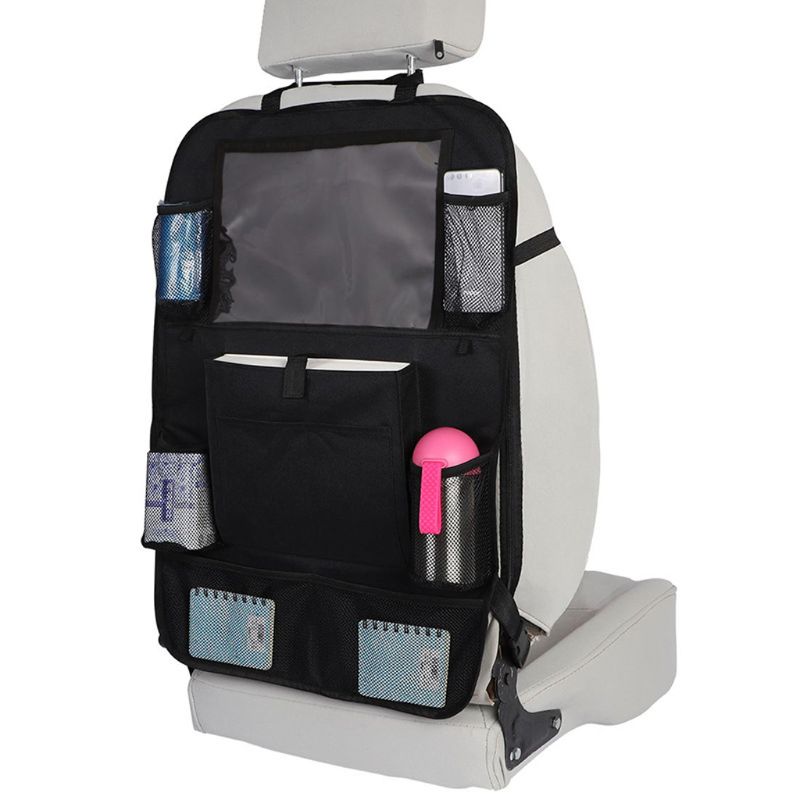 Car Backseat Organizer with Touch Screen Tablet Holder 9 Storage Pockets Kick Mats Car Seat Back Protectors Great Travel Acces