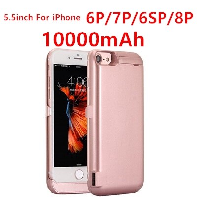 10000 mAh ładowarka Case dla iPhone 7 6 6s 8 Plus telefon ładowania baterii skrzynki pokrywa dla iPhone 5 SE 5S 5C Power Bank Case: 6P 6SP 7P 8P Rose