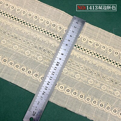 5 meter / verpakking zelfgemaakte accessoires, naaimateriaal, kantbreedte 15.5cm,  witte katoenen stof, borduurrand ,rs1160: Een beige