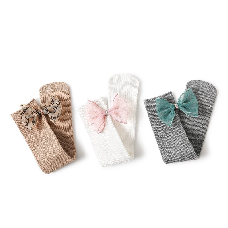 Nette Baby Mädchen Knie-hohe Socken mit Spitze Bowknot Frühling Sommer Weiche Baumwolle Prinzessin Einfarbig Kinder Socken