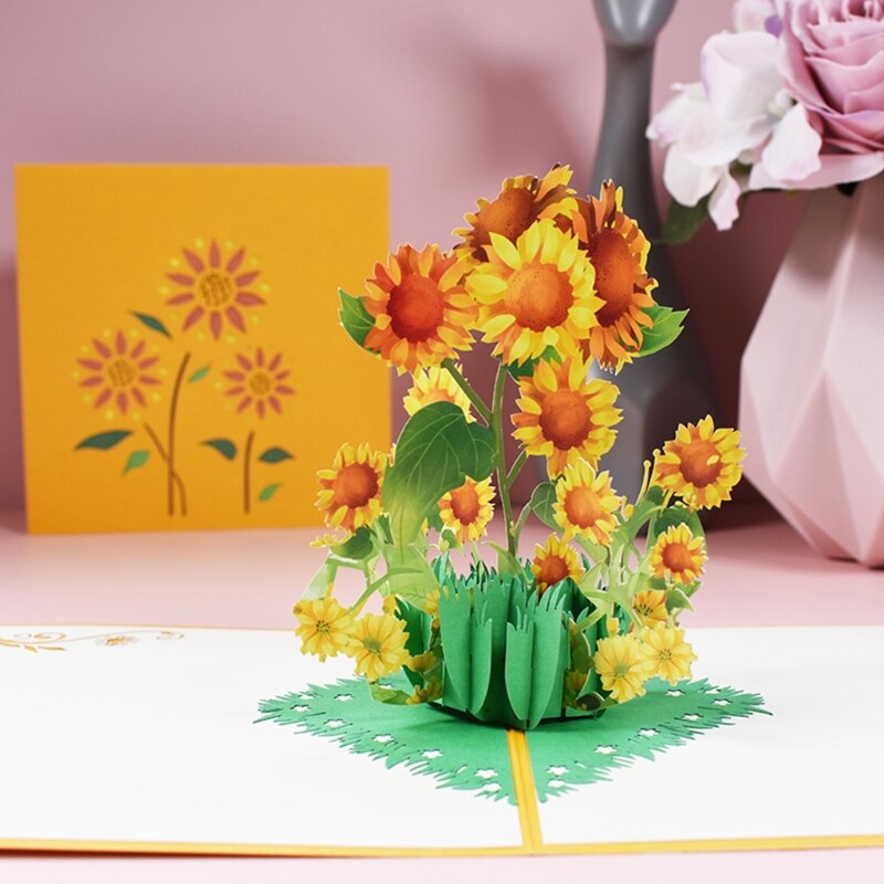 Cartolina d'auguri floreale del fiore di pop-su 3D per l'anniversario di matrimonio di laurea di festa del papà della mamma di compleanno con la busta