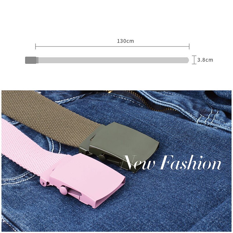 Gul lærred bælte automatiske børnebælter til kvinder piger hvid let sort bælte søde harajuku bælter til jeans lange