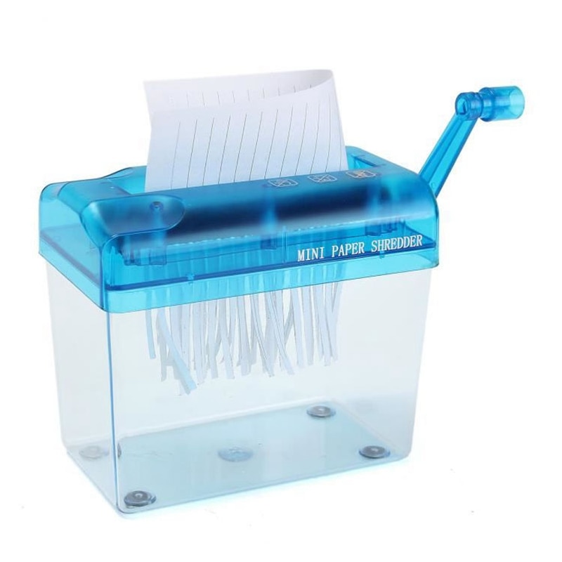 Mini blå shredder knuser ødelægger papir dokumenter skæremaskine-scll