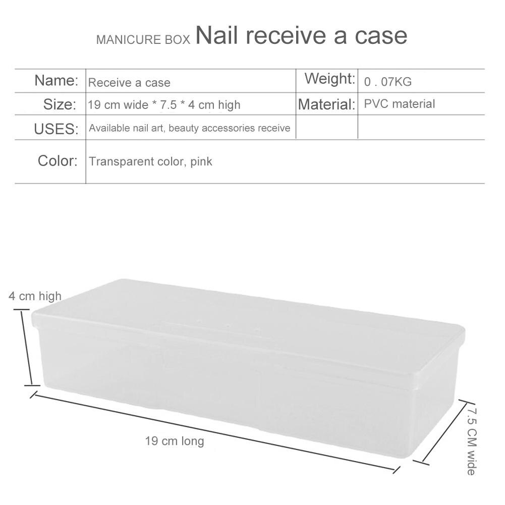 Rectangle Nail Jewelry Storage Box Excellent PVC Plastics Prolonged Durable Transparent Manicure Container Nail Art Tools: White
