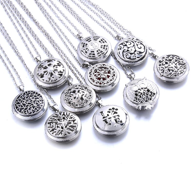 5pcs Aromatherapy lockets Perfume aroma diffuser Essential oil diffuser pendant necklace Random style