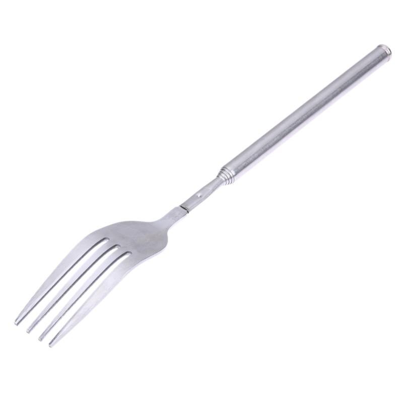 DIY Extendable Dinner Fruit Dessert Long Fork Stainless Steel Telescopic Fork Cutlery Kitchen Gadgets BBQ Accessories