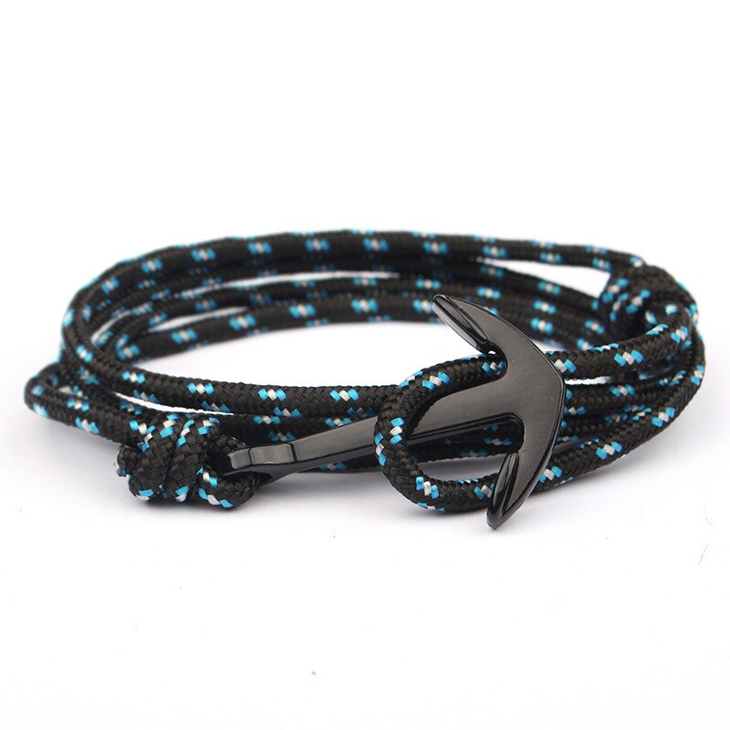 Niuyitid mænd armbånd hånd tilbehør sort anker armbånd dreng charme homme smykker justerbar: A6