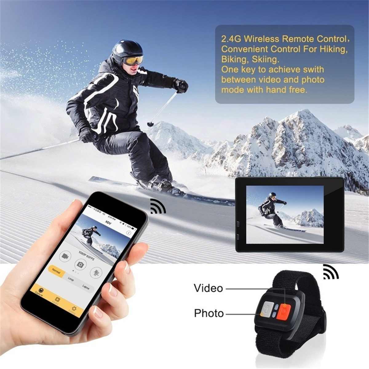 Actiecamera full hd allwinner 4k 30 fps 60 fps wifi 2.0 " scherm mini helm waterdichte sport dv-camera waterdichte dvr-camera