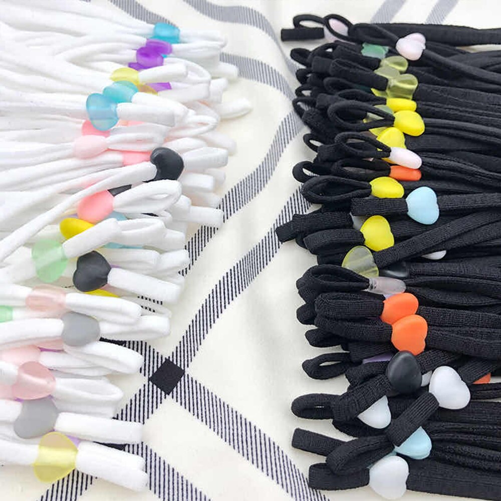 Cuerdas de silicona love para mascarillas, accesorios de cordones ajustables, antideslizantes, coloridos, 50/100 Uds.