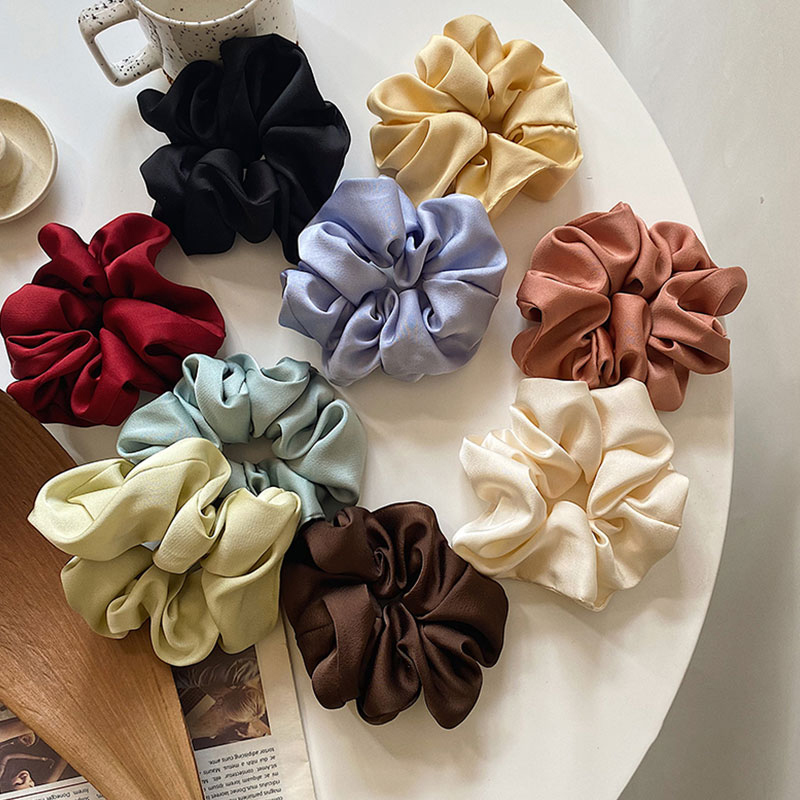 Scrunchies de seda para el cabello para mujer, coletero elástico, banda para el cabello de seda satinada, lazos para el cabello de Color sólido, accesorios para el cabello, cuerda para el cabello