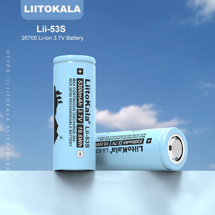 Liitokala LII-53S 26700 5300mA 20A 3.7V Power Rechargeable Lithium Battery Suitable for Flashlight (26650 Lii-51S Upgrade）