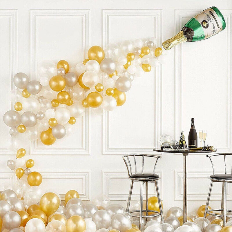 bouteille de champagne chaude coupe verre aluminium film ballon costume société cocktail fête anniversaire décoration célébrer une victoire