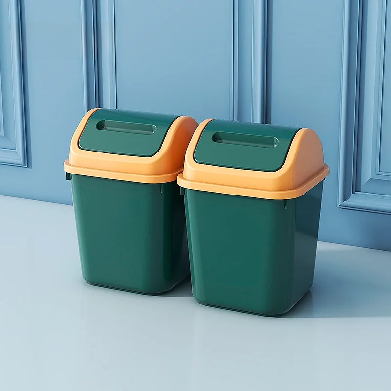 Duży, szczelny kosz na śmieci robić domu, łazienki, kuchni, salonu z pokrywą, plastikowy kwadratowy pojemnik na odpady robić sypialni.: zielony