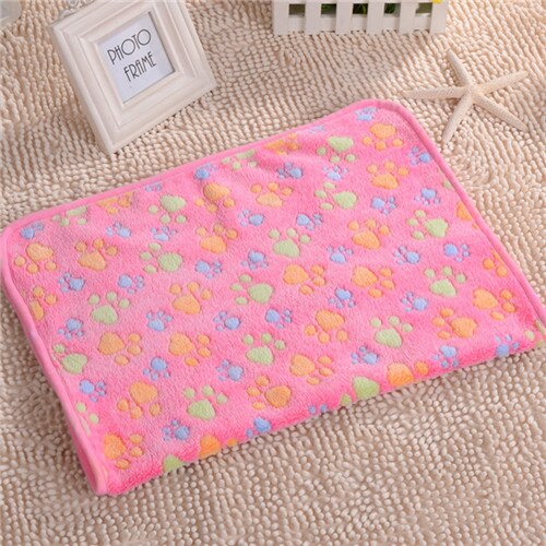 Bonita funda de cama para mascota cálida, pequeña, mediana y grande, pata de toalla, estampado artesanal, gato, vellón para perros, manta suave, suministros de invierno para animales: rose / 76 x 52 cm