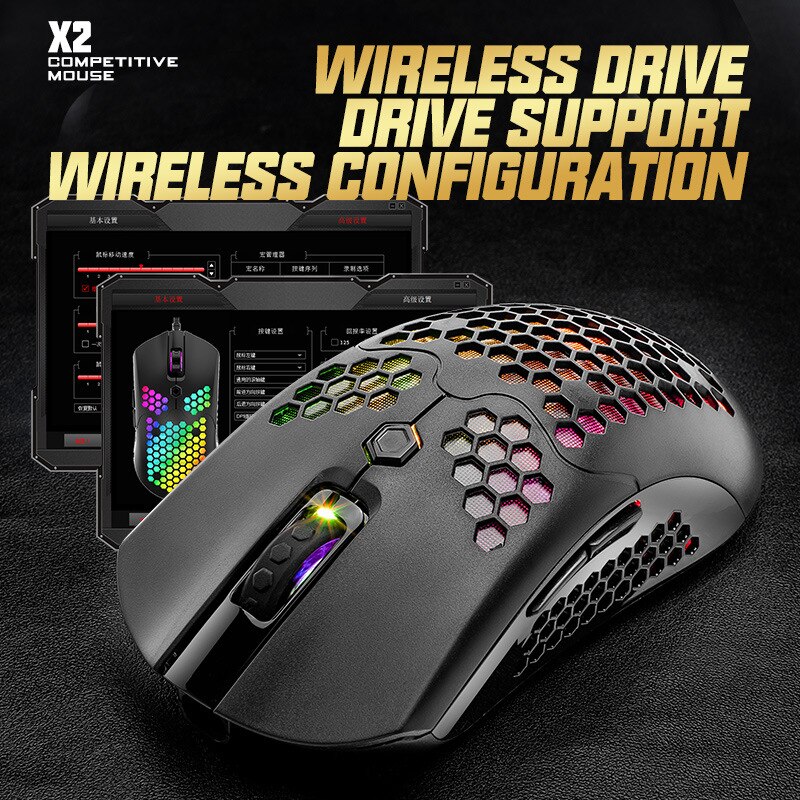 Free Wolf X2 Wireless Mouse RGB Dual-Mode Game Machinery Gaming Chicken hong dian nao Laptop Mouse Cross Border