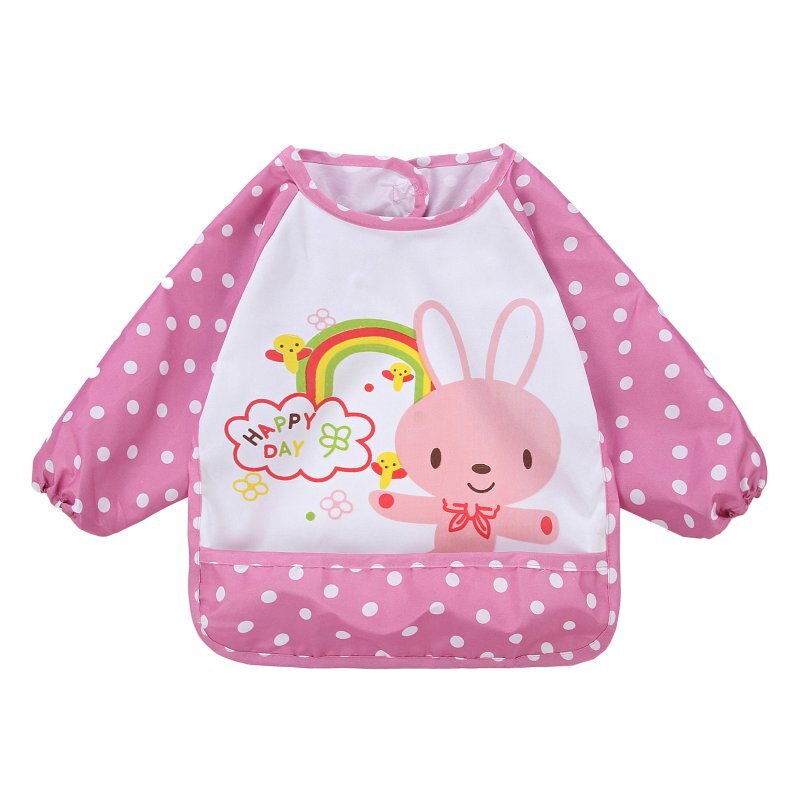Leuke Meisjes Baby Baby Familie Lange Mouw Anti Slijtage Waterdichte Feeding Bib Schort