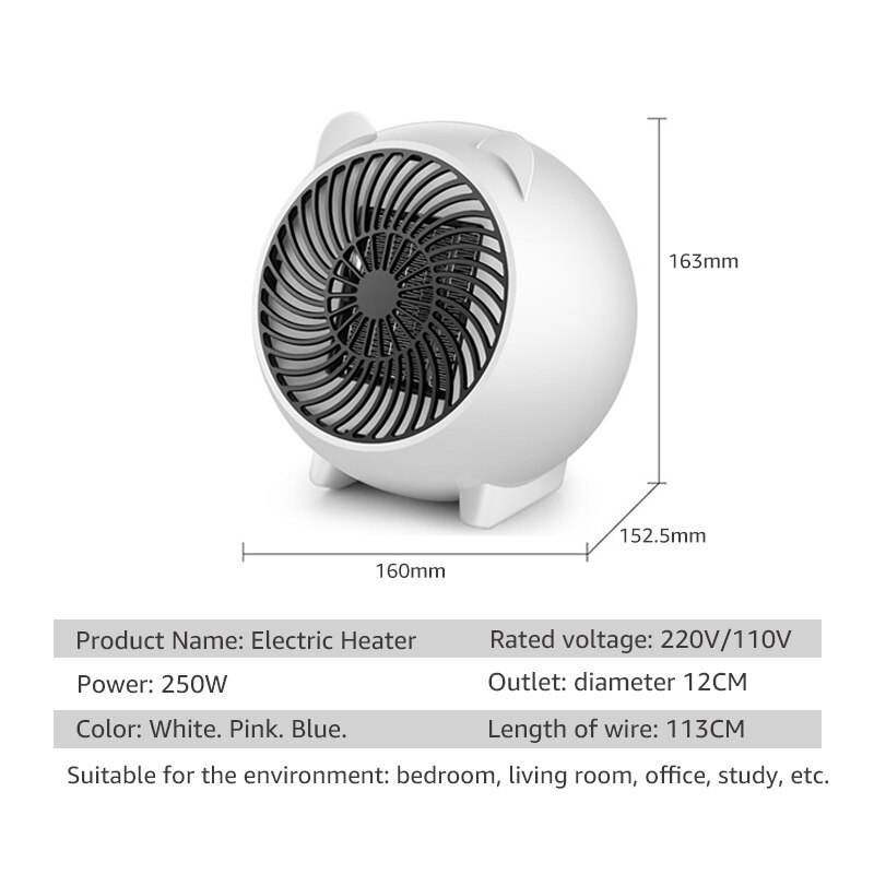 250W Elektrische Keramische Kachel Draagbare Snelle Verwarming Ventilator Voor Office Home Eu Plug