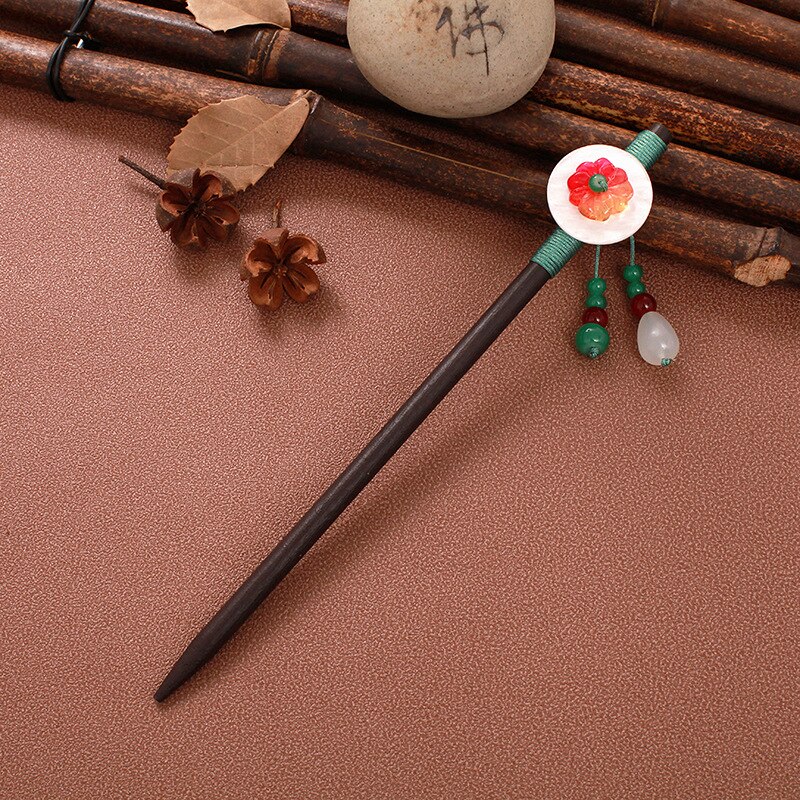 Vintage Hair Sticks Pick Chinese Style Wooden Chopsticks Flower Hair Pin Clip Women Crystal Hairpins Jewelry Accessories: 11