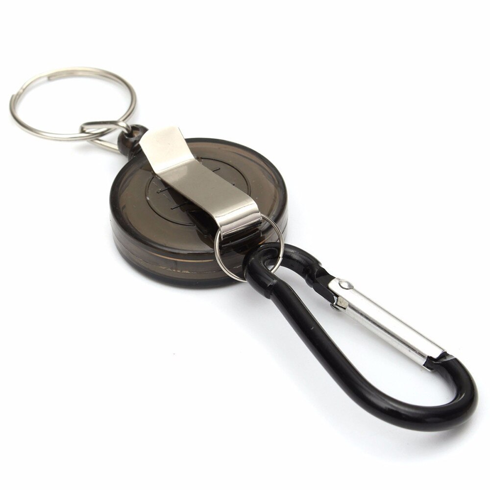 Llavero retráctil de línea de , insignia con cadena, carrete de retroceso, mosquetón ID, esquí, Pass, propietario, llaveros accesorios telescópicos, 1 unidad,: Black