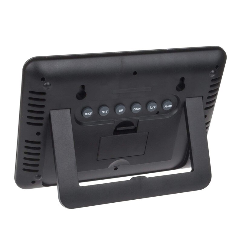 Atomic Wall Desk Clock Large Display with Indoor Outdoor Temperature Date Calendar Digital Alarm Clock Battery Operated for Room