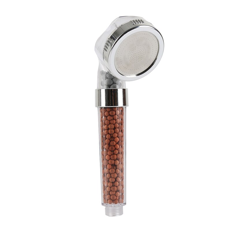 3 funksjons justerbart stråledusjhode høyt trykk vannbesparende anionsteinfilter spa dusjhoder: Hvit