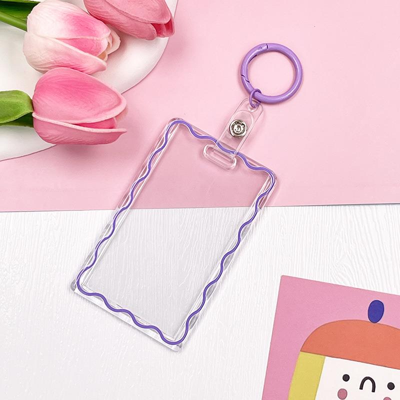 Transparenter Bilderrahmen aus Acryl, Ausweis, Schulbedarf, neuer unisex-Arbeitskartenhalter aus Hartplastik, Geschäft-Fall-Schutzhülle: Lila