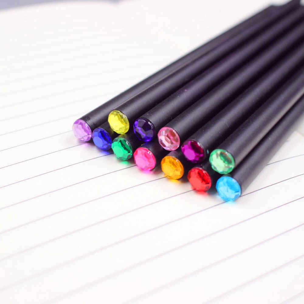 12Pcs Diamond Color Black Lead Pencil Stationery Drawing School Office Supplies writing Pencil