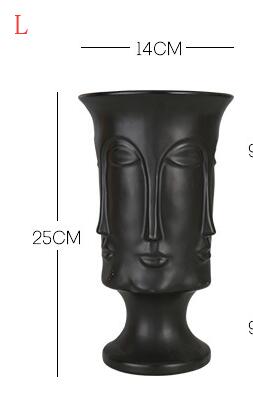 Nordic Facet gezicht Keramische bloempot Matte matte Goud Zilver Creatieve bloempot decoratie: L black