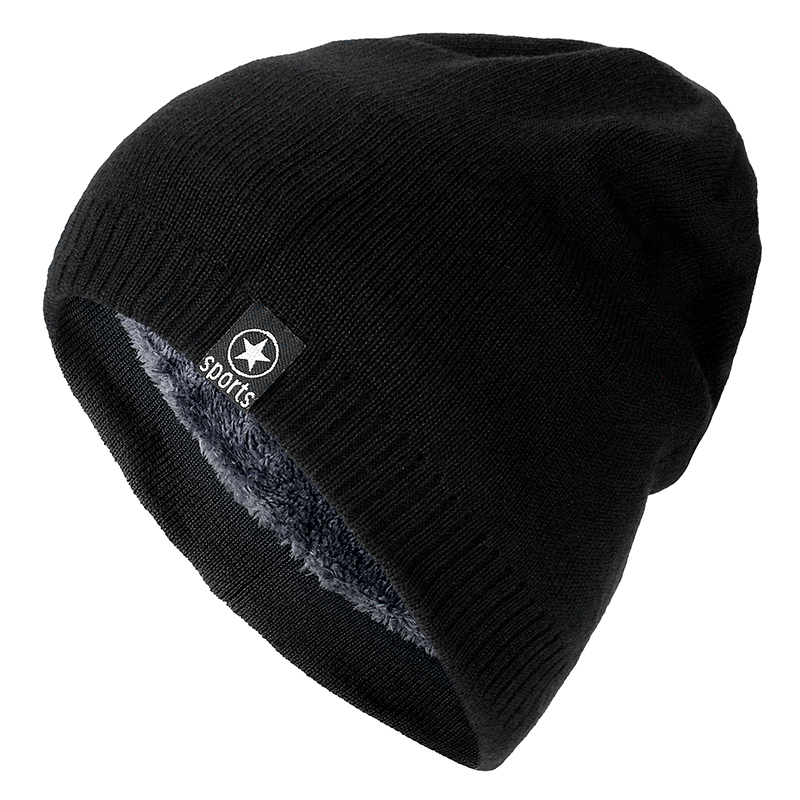 Stjärna vintermössa lägg till päls varma mössor mössa baggy skullies stickad mössa för män kvinnor skidsport mössor keps