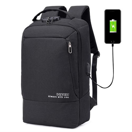 Mochila para ordenador portátil de 15,6 pulgadas con carga USB, bolsa para libros para la escuela, Mochila informal de viaje para adolescentes, para hombre: Negro