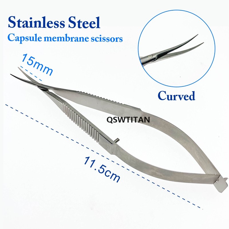 Titanlegering/rustfrit stål oftalmisk mikrokirurgi 12.5cm kapsel membran saks mikro saks instrument: Ss- buet