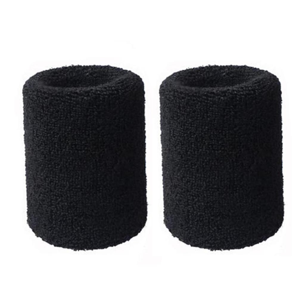 2pcs Unisex Wristband Cotton Sports Sweatband Basketball Volleyball Football Sweat Band Pure Black Wrist Band Напульсник #10