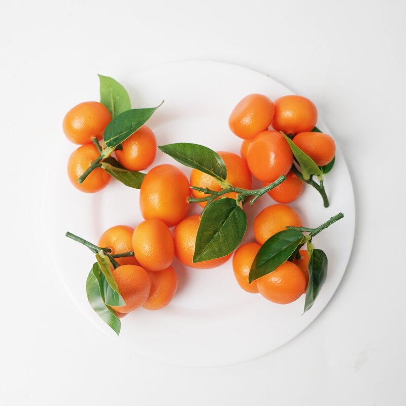 Modelo naranja de simulación, fruta naranja con ramas y hojas simuladas, modelo Shatangju, juguetes de iluminación