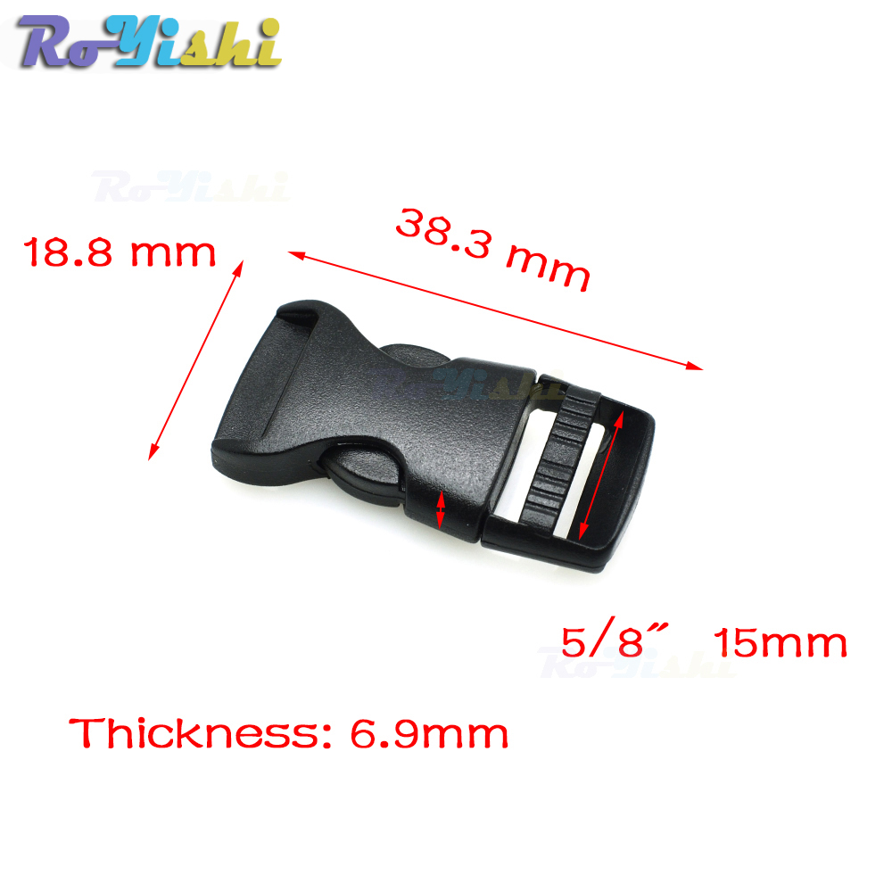 Plastic Side Release Buckles For Paracord Bracelet / Backpack Black