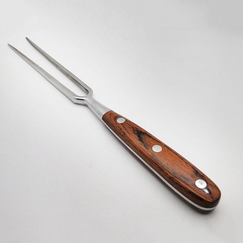 Big Stainless Steel Portable Outdoor Barbecue Tool Wooden Handle Barbecue Fork Food Fork Meat Fork Wooden Handle Bbq Fork
