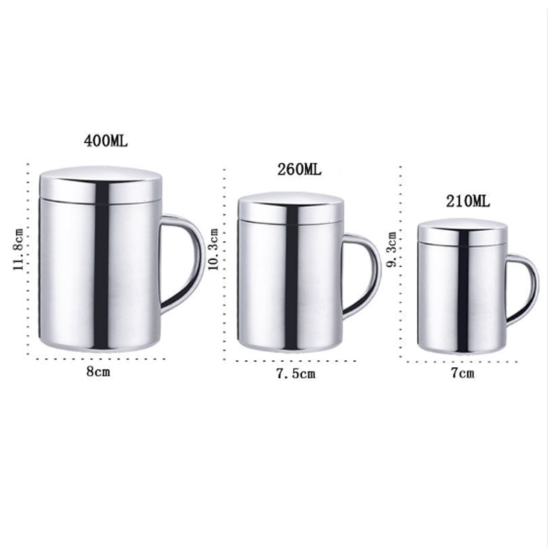 Double Wall Stainless Steel Coffee Mug with lid Portable Cup Travel Tumbler Jug Milk Tea Cups Office Water Mugs