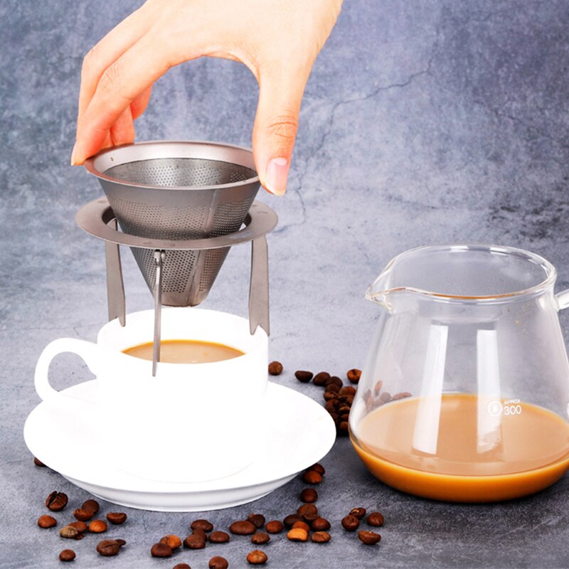 Double Layer Titanium Coffee Filter Holder Pour Over Coffees Dripper Mesh Coffee Tea Filter Basket Tools Camping Picnic