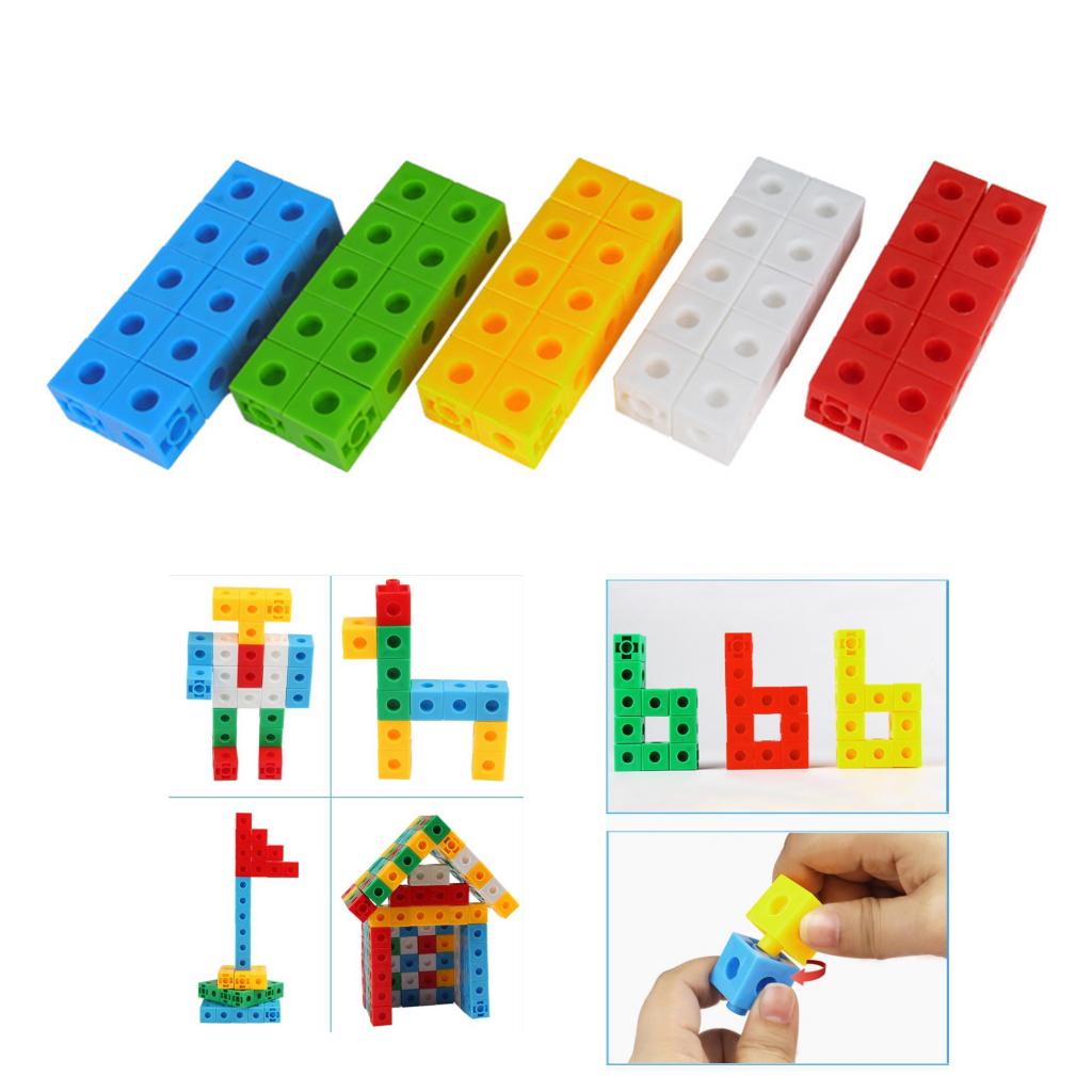 50Pcs/Set Math Link Cubes, Mathematics Learning Tool &amp; Educational Teacher Resource for Sorting, Measuring, Counting