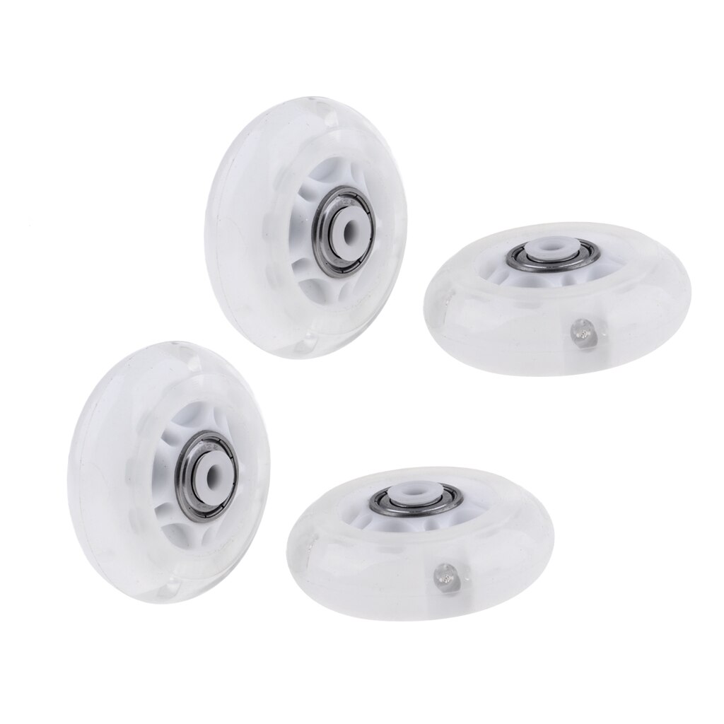 4-Pack 64Mm Inline Skate Wielen Inline Skates Vervanging Wheel Met Lagers Voor Mannen Vrouwen Outdoor Schaatsen Accessoires: White
