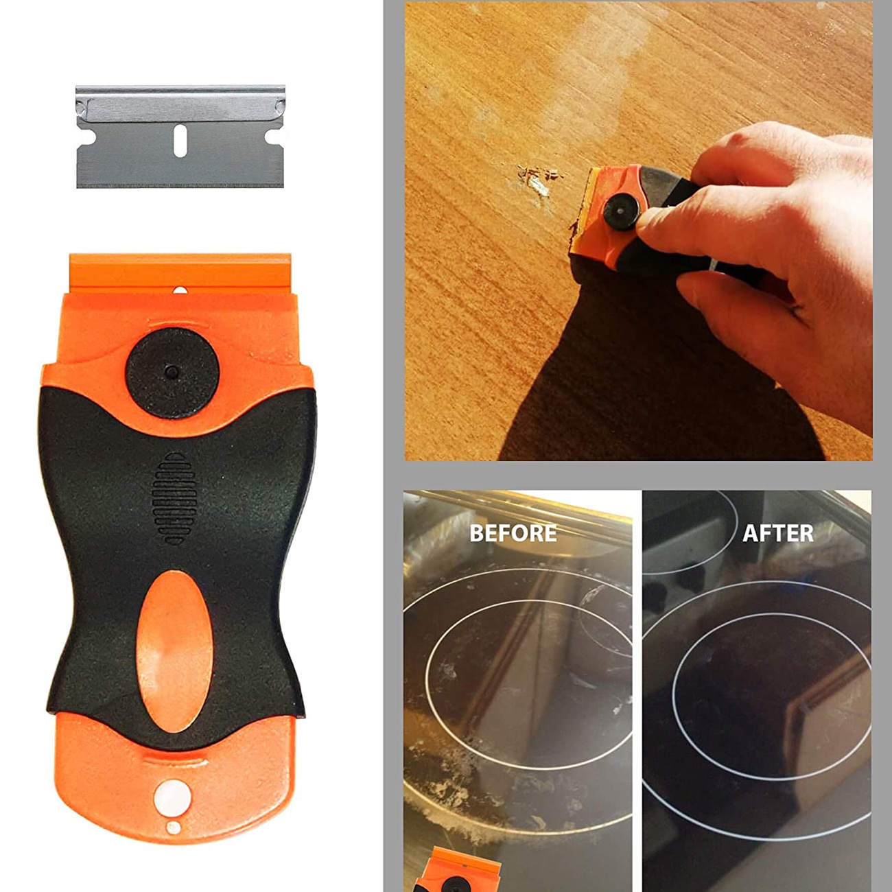 Cleaning Razor Scraper + 10pcs Blades Car Window Tint Glass Vinyl Decal Sticker Adhesive Paint Remover Cleaner Tool Squeegee