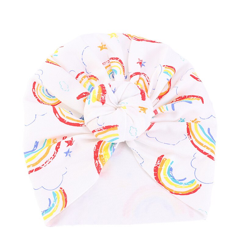 Baby Hair Cap For Sleeping American Cotton Donut Printing Turban Hat Elastic Bonnet Headband European Children's Hood: Type 4