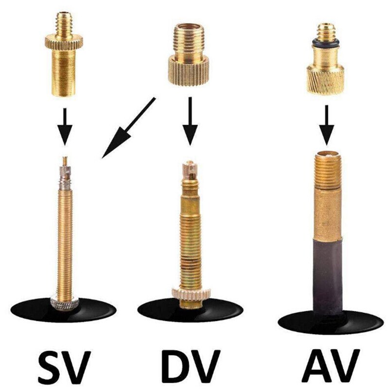 Lot de 14 embouts de conversion de valve de vélo, adaptateur de valve presta vers schrader, aiguilles de pompe à vélo sv av dv, convertisseur de valve de vélo