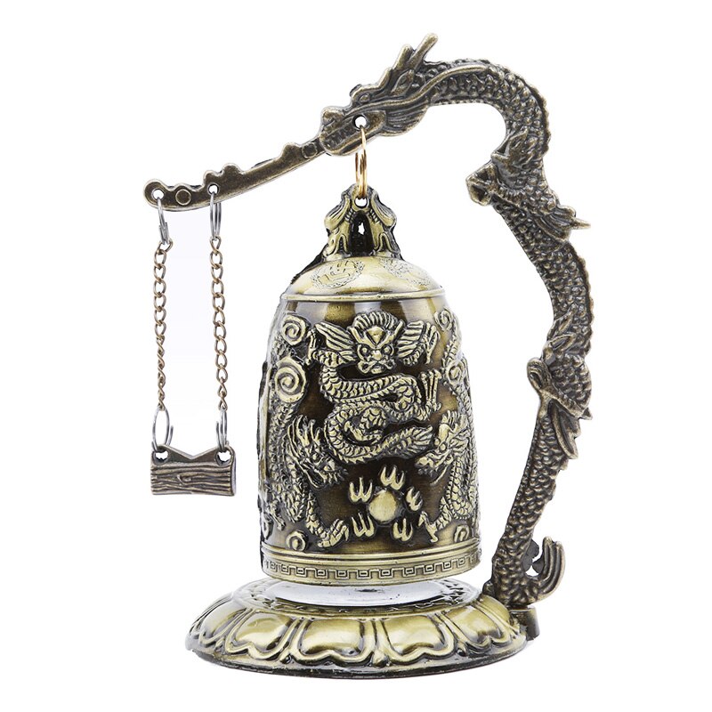 Utskåret antikk kina dragon bjelle asiatisk antikviteter kobber messing lotus buddha buddhisme kunst statue klokke hjem dekorativt håndverk