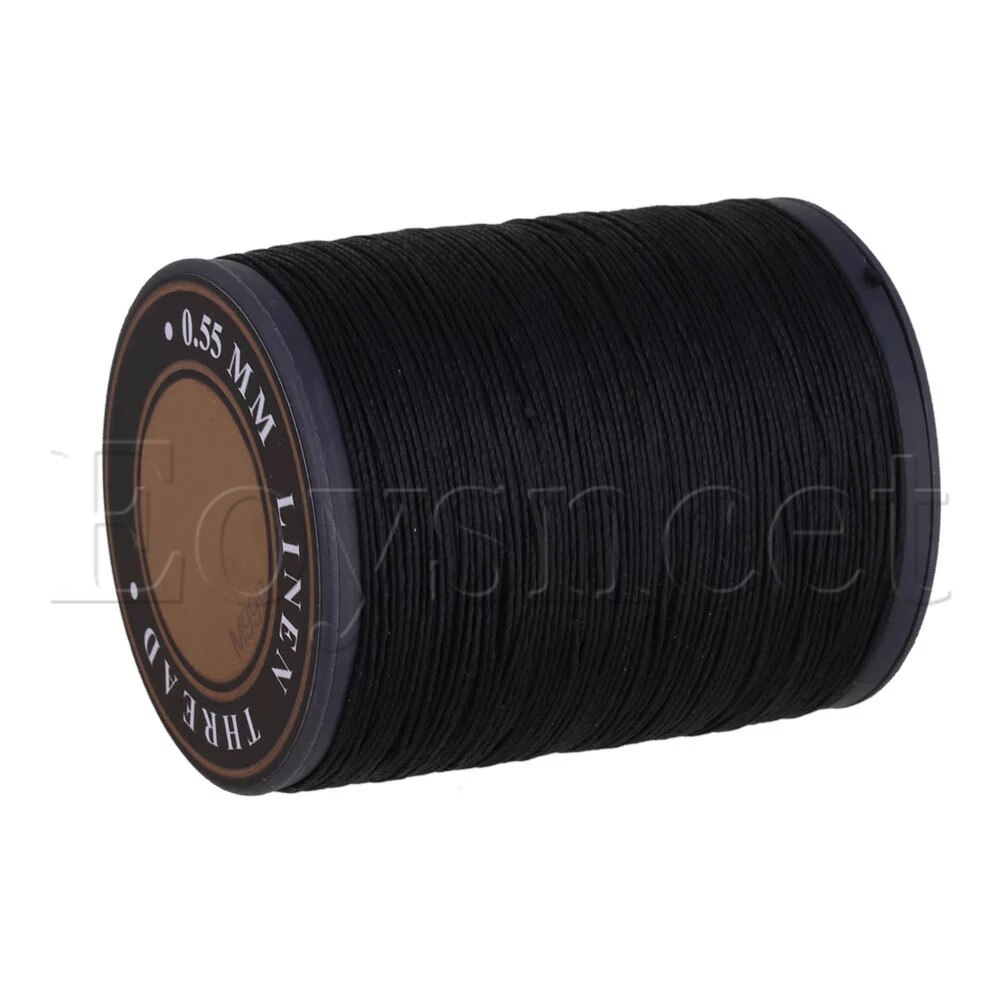 0.55mm Dia Black Flax Waxed Linen Craft Sewing Stitching Thread Cord