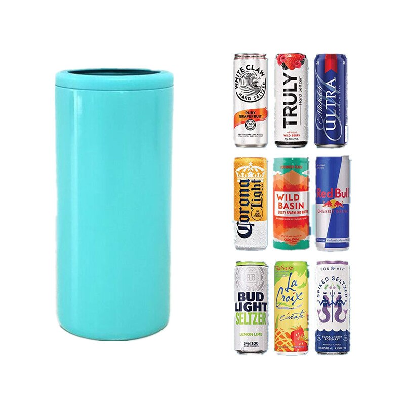 product 12oz Double wall 304 stainless steel thermos insulated vacuum beer cooler,Skinny Can Cooler