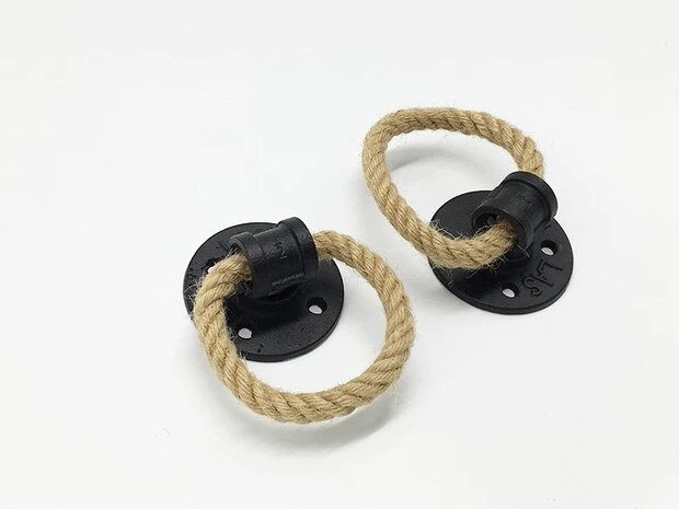 Boutons de tiroir Vintage en corde de chanvre, anneau de 1.26 pouces, noir Bronze, poignée de placard, quincaillerie de meubles, anneau de traction